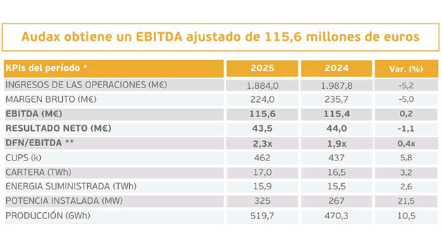 Audax Renovables gana 43,5 millones y sitúa su EBITDA por encima de los 100 millones de euros