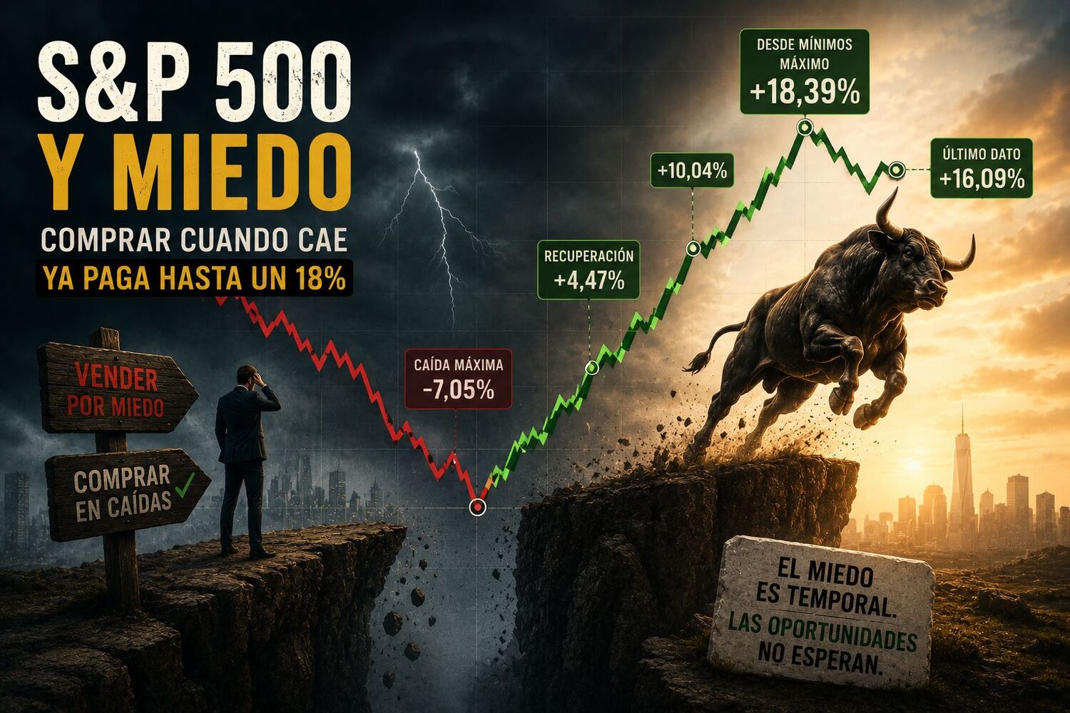 Comprar cuando cae el S&P 500 ya paga hasta un 18%